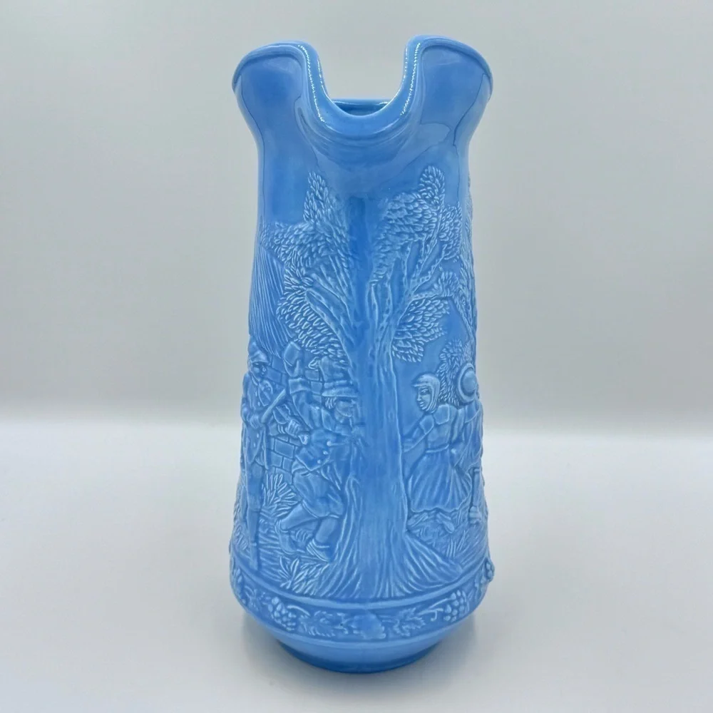 Vintage Blue Pilgrim Scenery Embossed Water Pitcher
